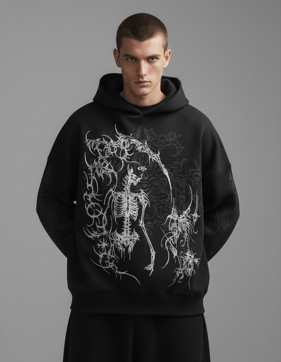 Dread Black Boxy Oversized Hoodie