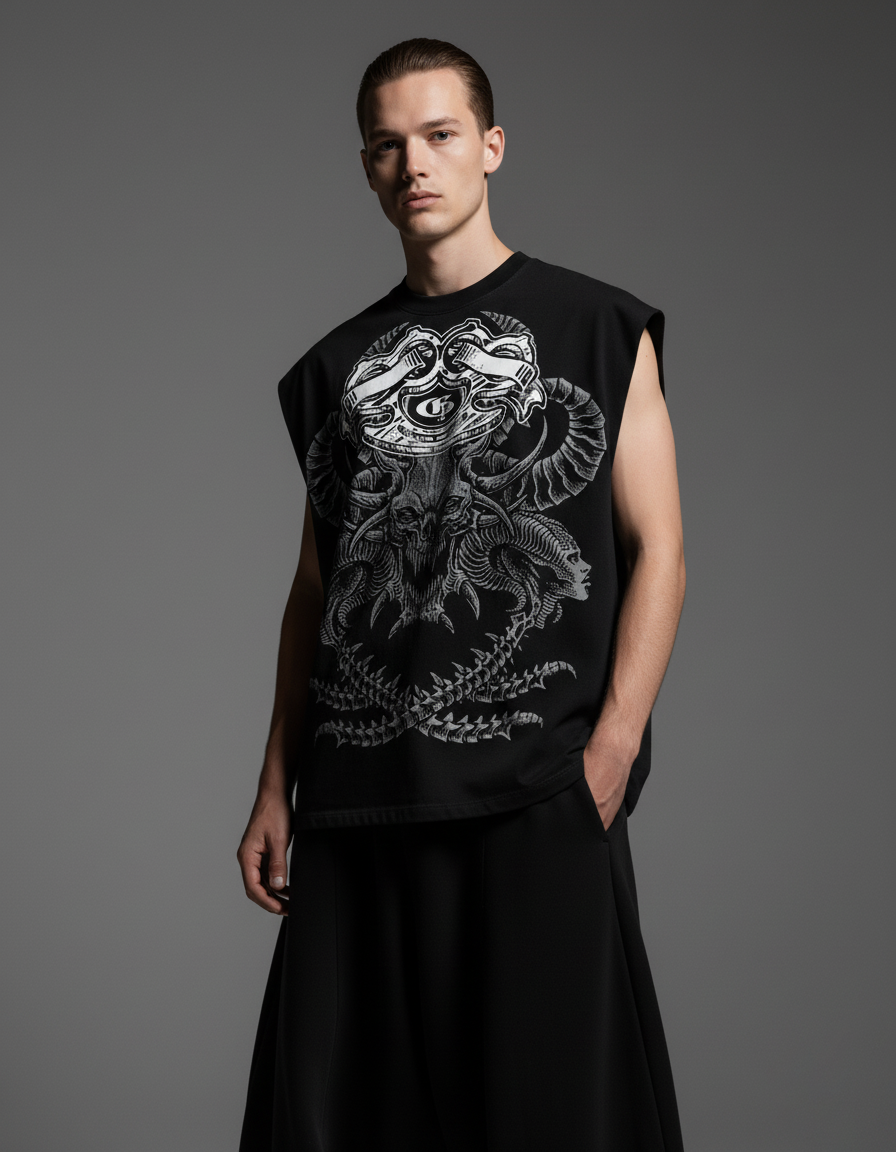 Orb Black Boxy Unisex Vest