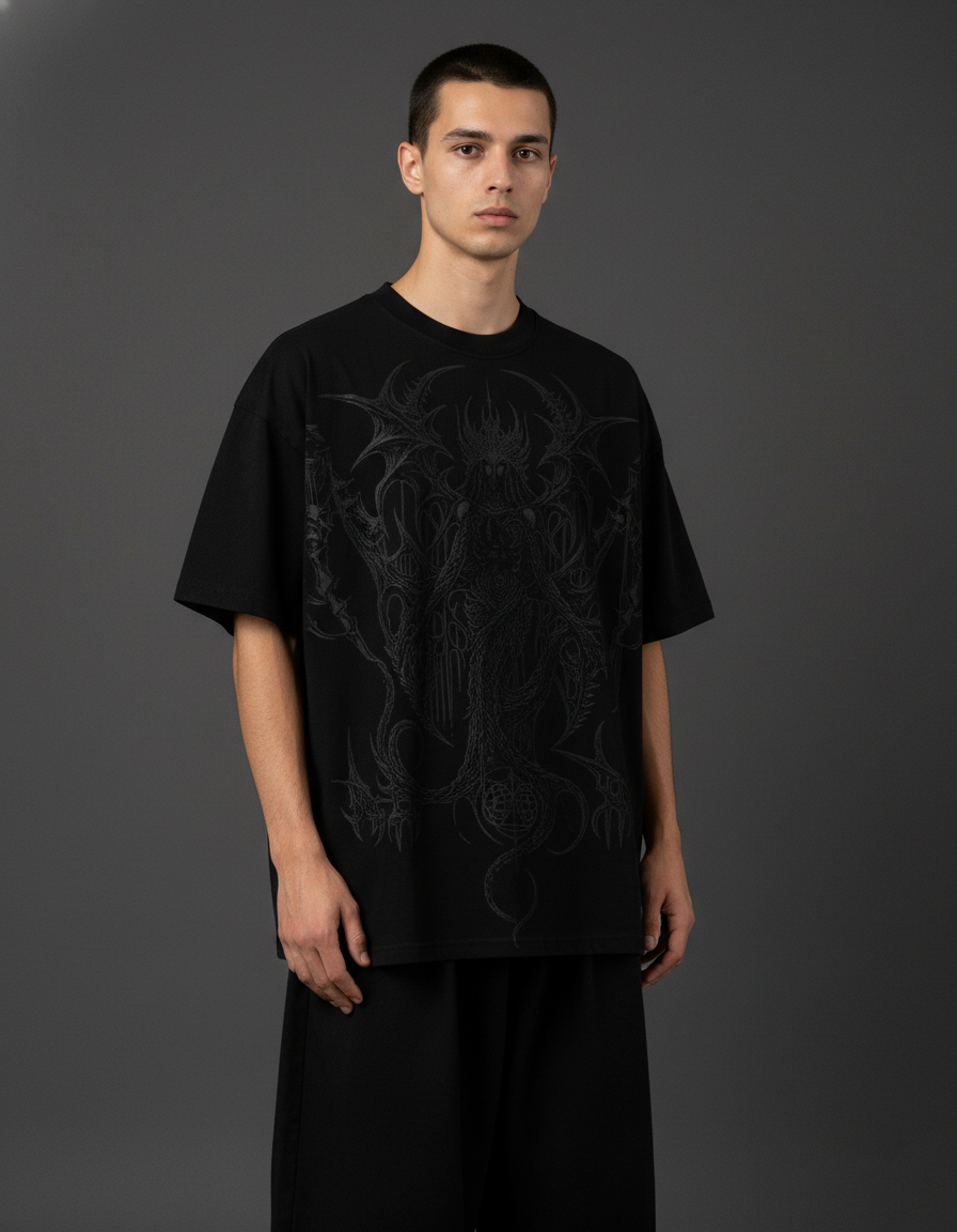 Crimson Black Boxy Oversized Tshirt