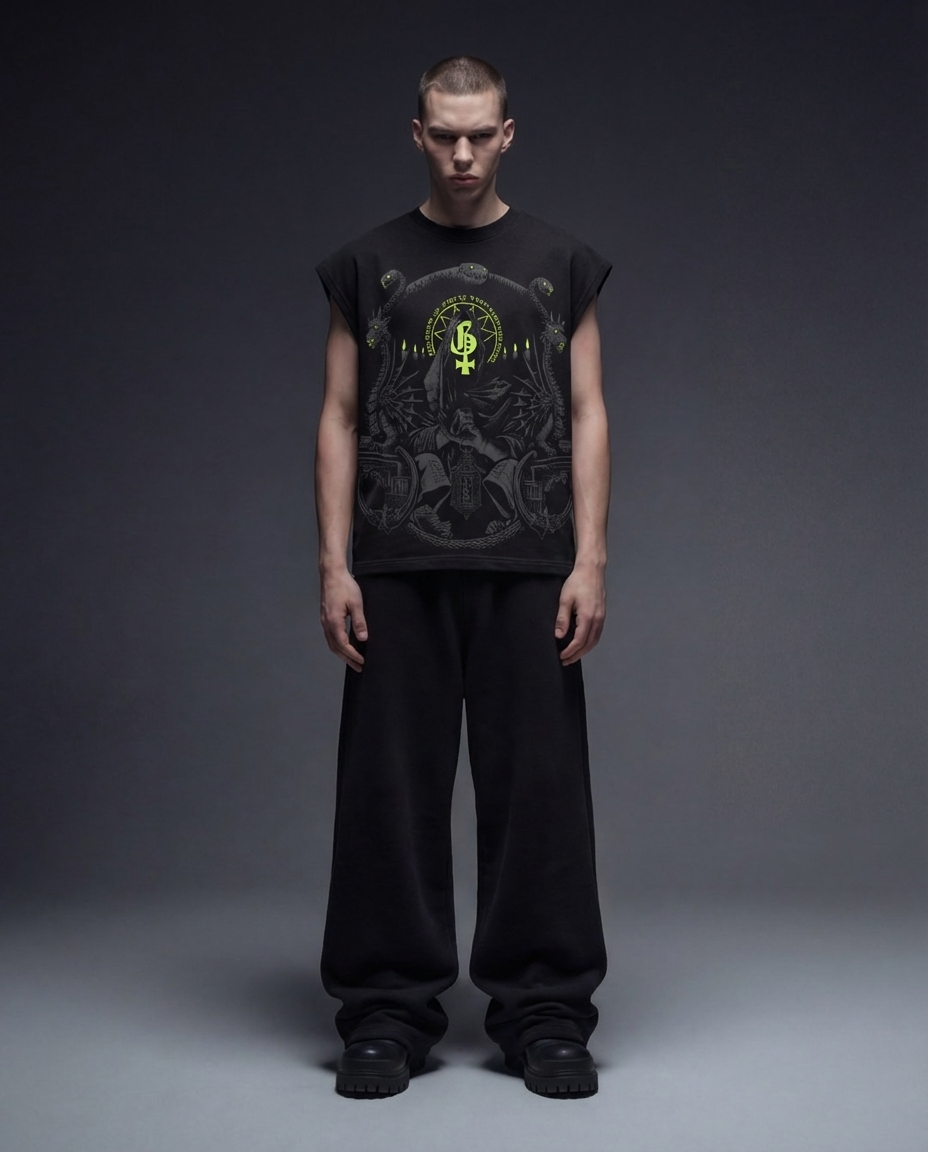 Chakra Black Boxy Unisex Vest