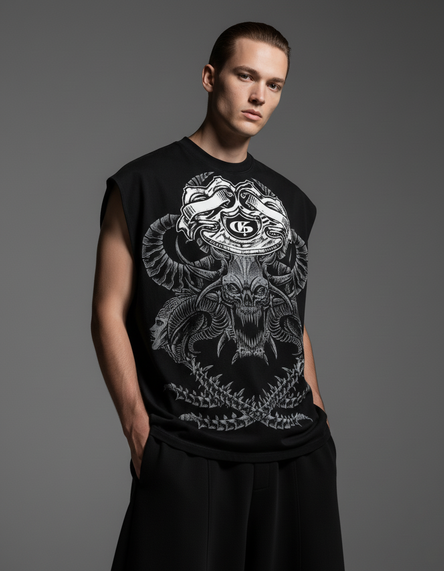 Orb Black Boxy Unisex Vest