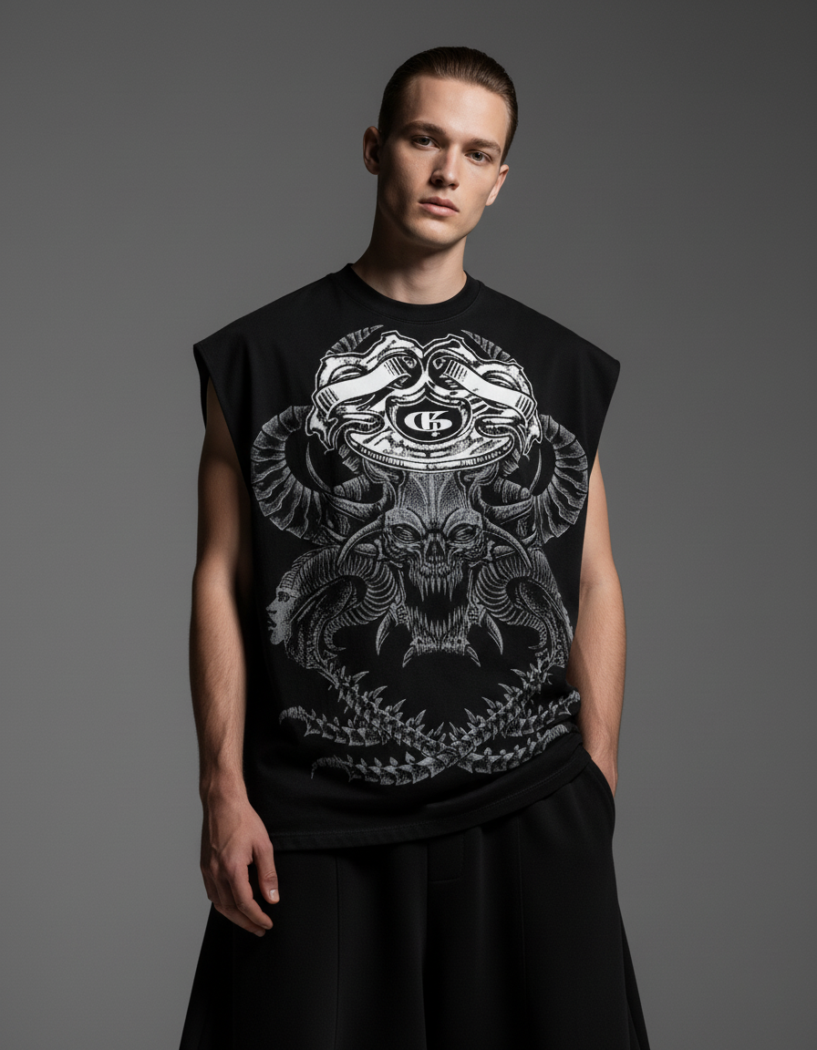 Orb Black Boxy Unisex Vest