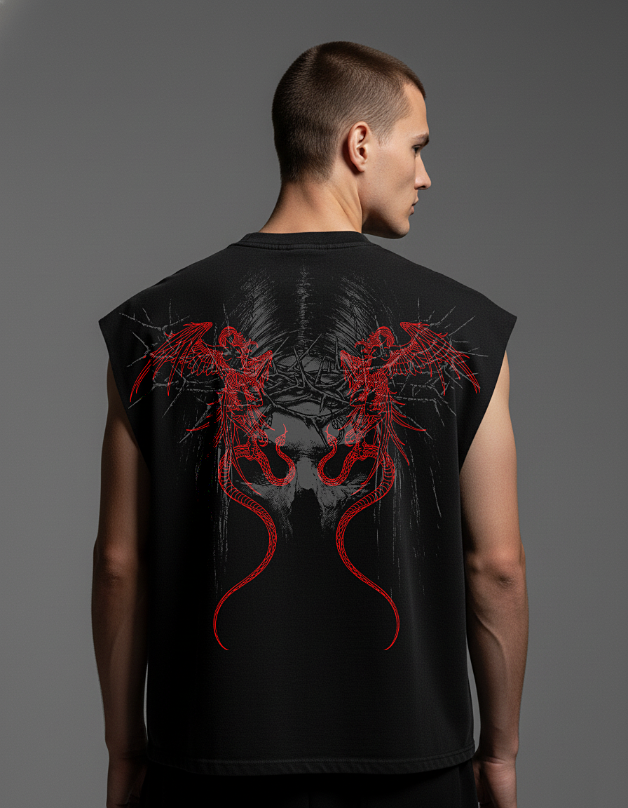 Descent Black Boxy Unisex Vest