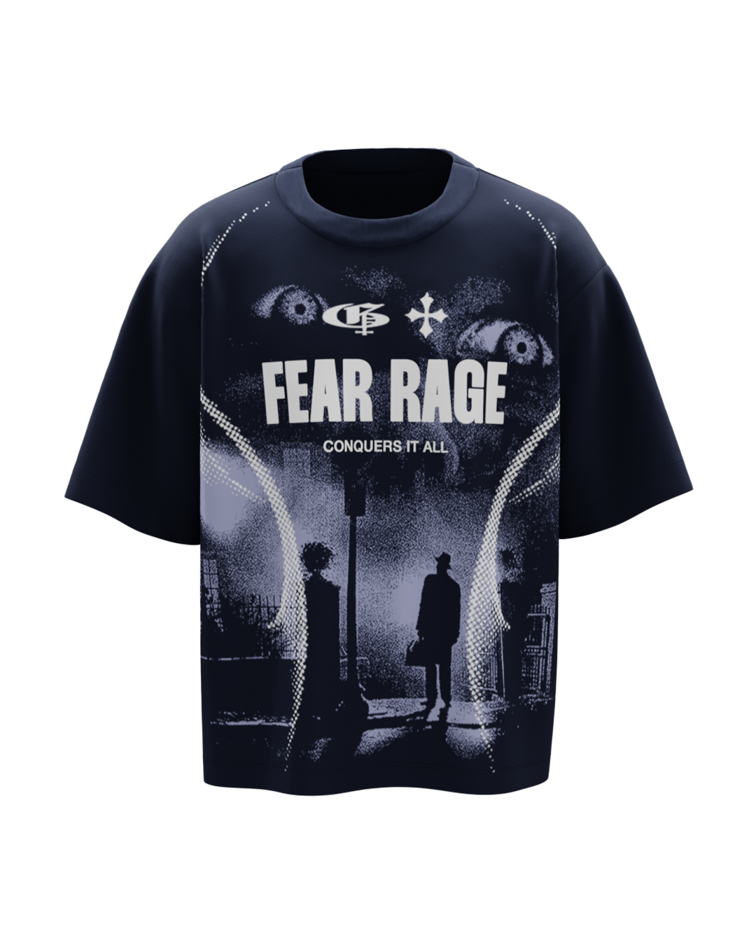 Fear Navy Blue Boxy Oversized Tshirt