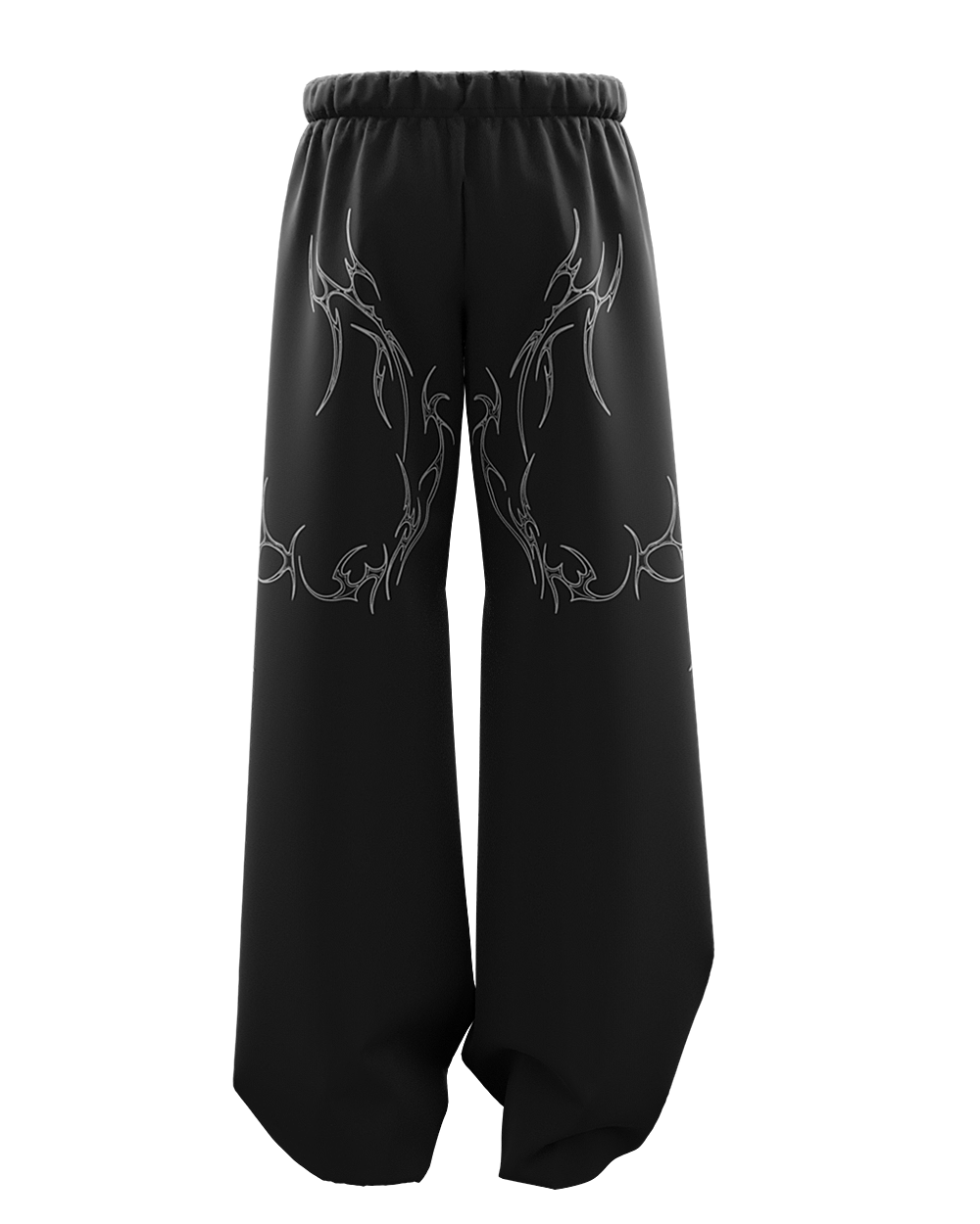Engrave Black Unisex Straight Fit Baggy Pants