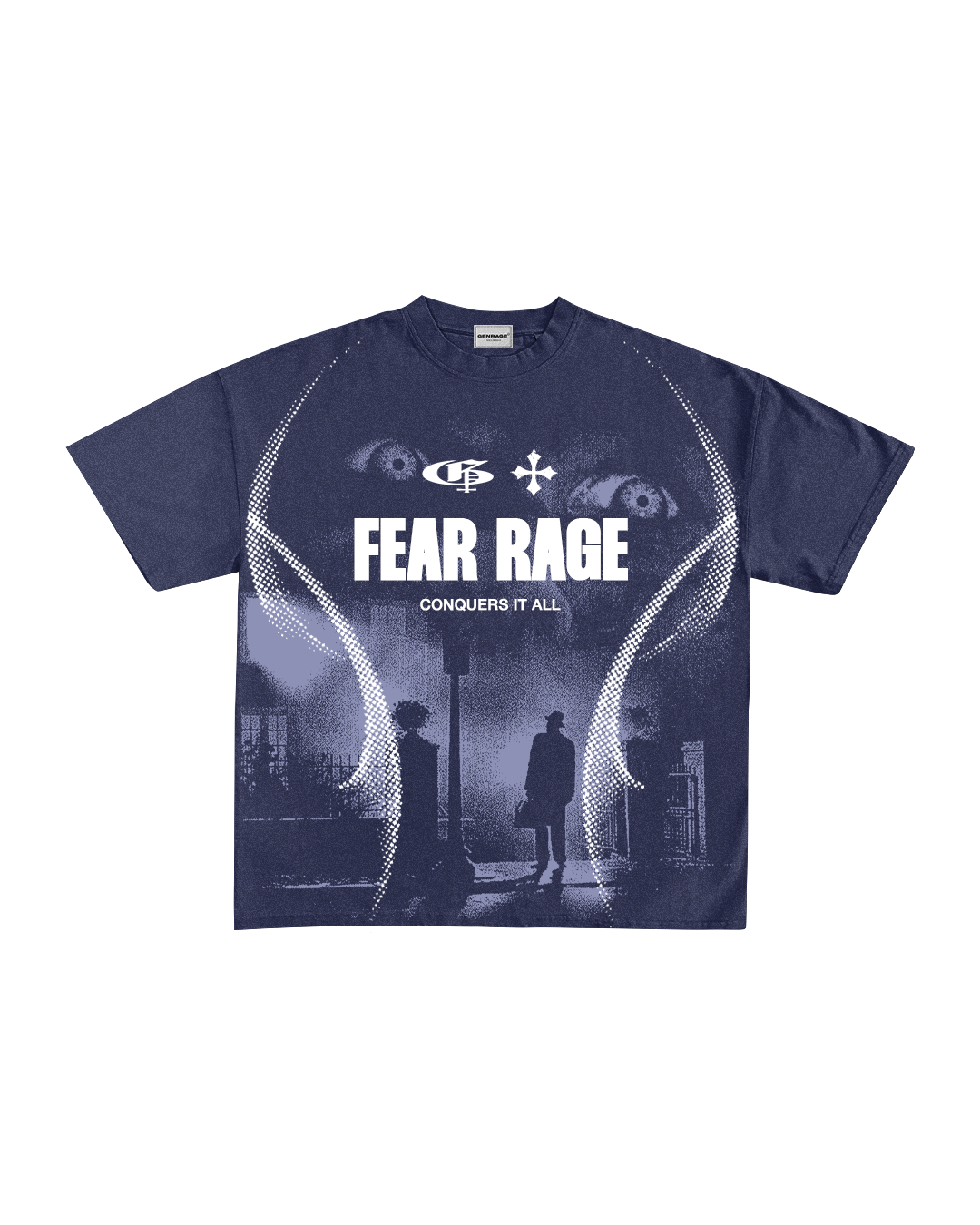 Fear Navy Blue Boxy Oversized Tshirt