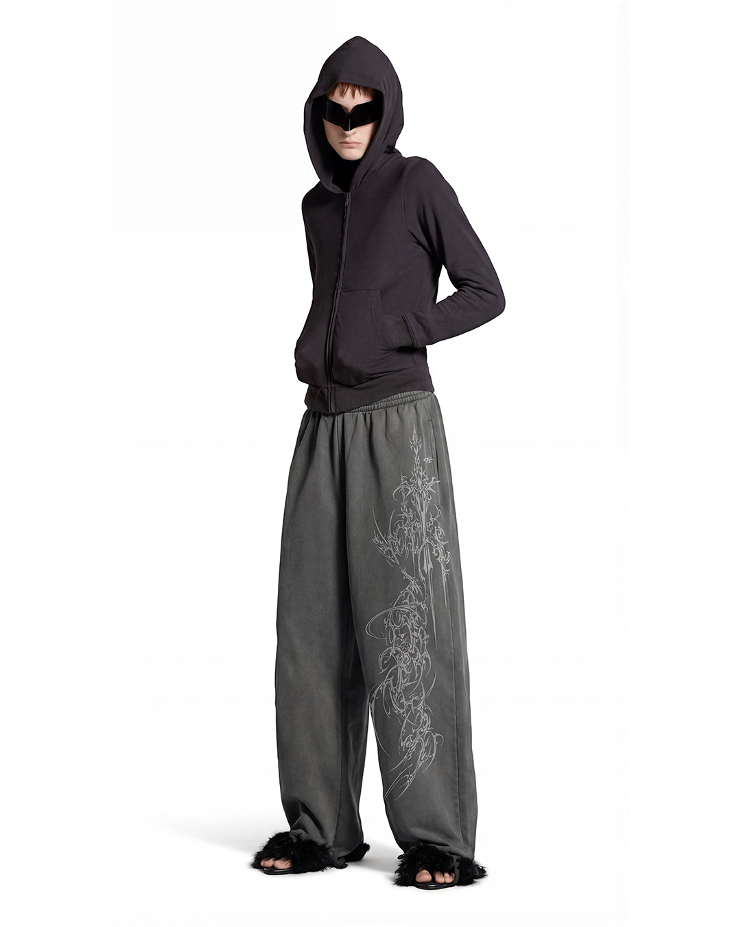 Arch Dark Grey Unisex Straight Fit Baggy Pants