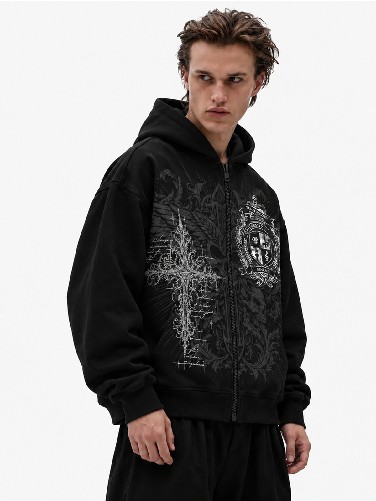 Thesis Black Zipper Hoodie