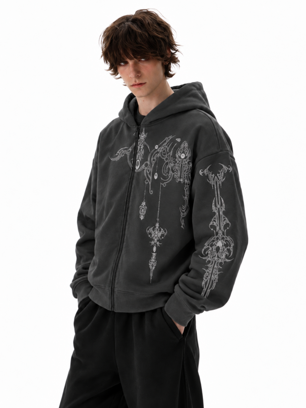 Heresy Dark Grey Zipper Hoodie