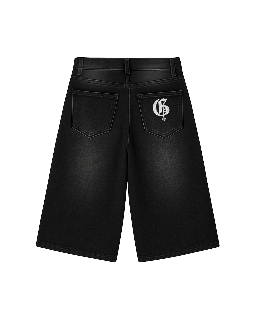 Black Washed Denim Genrage Jorts