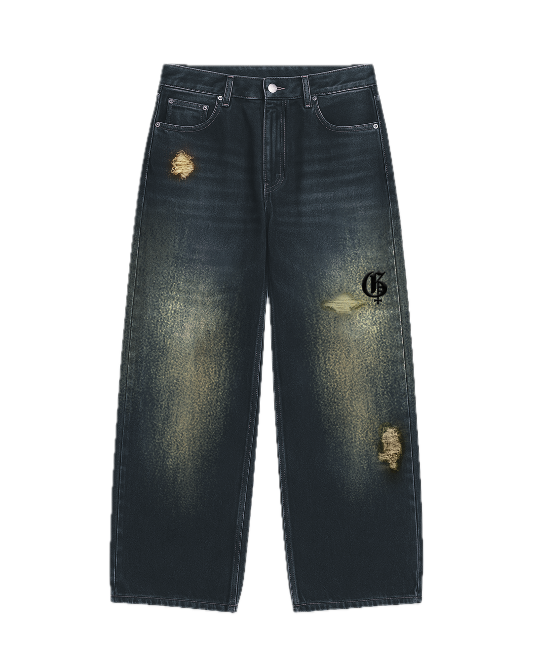 Mud Dyed Washed Baggy Jeans