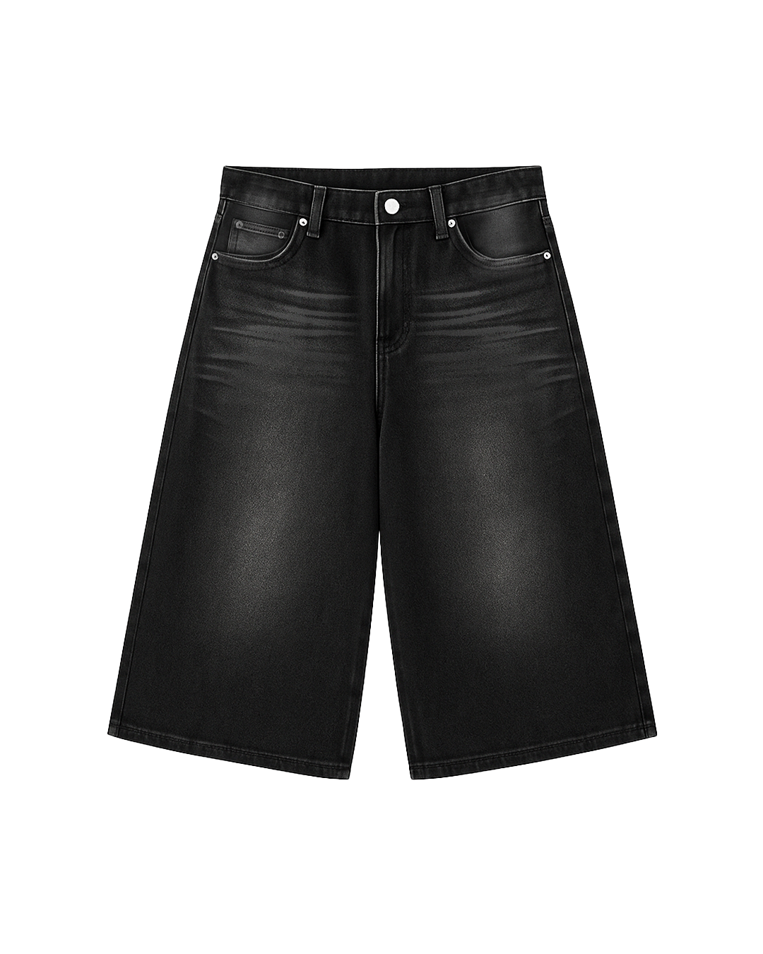 Black Washed Denim Genrage Jorts