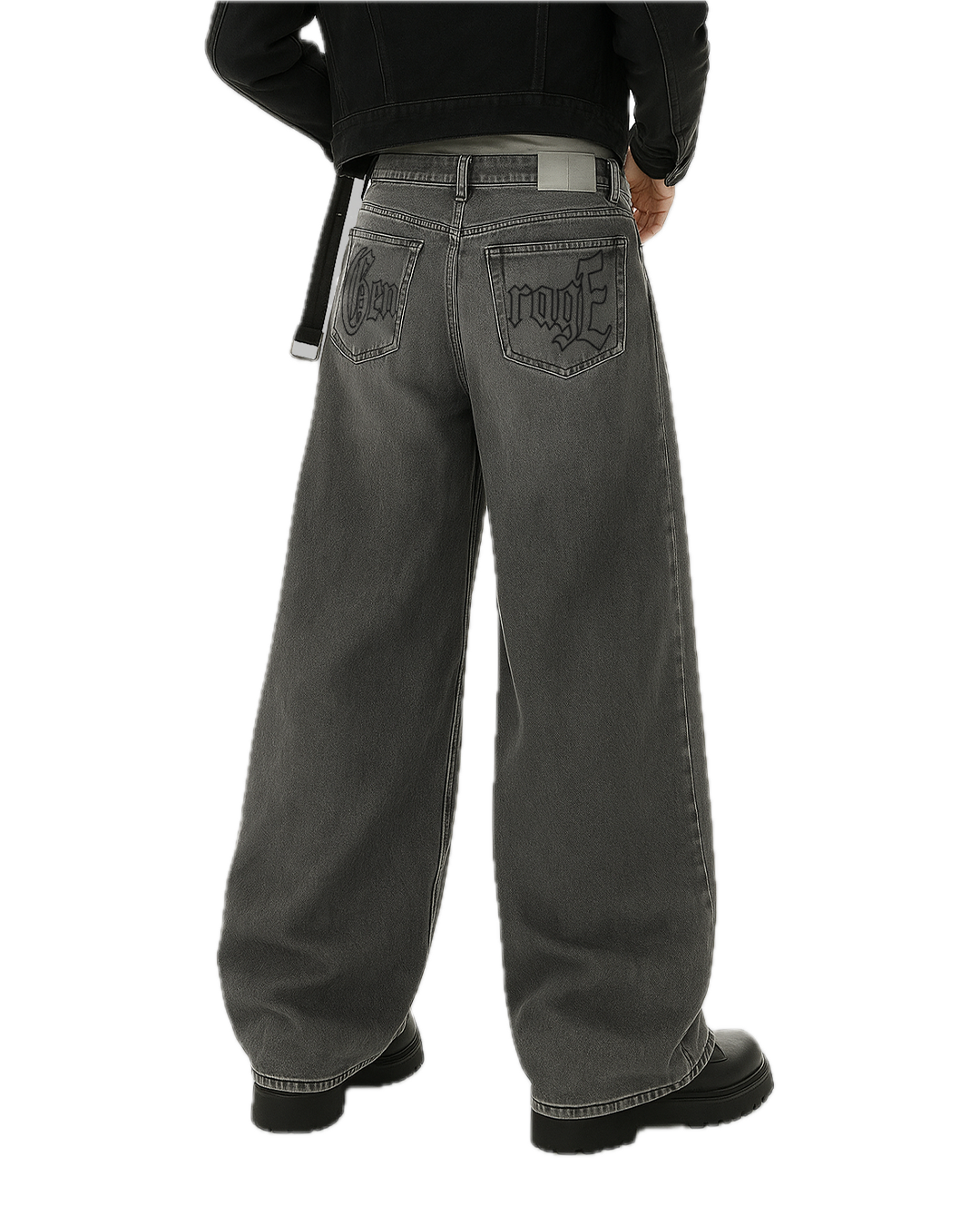 Smack Grey Washed Baggy Jeans