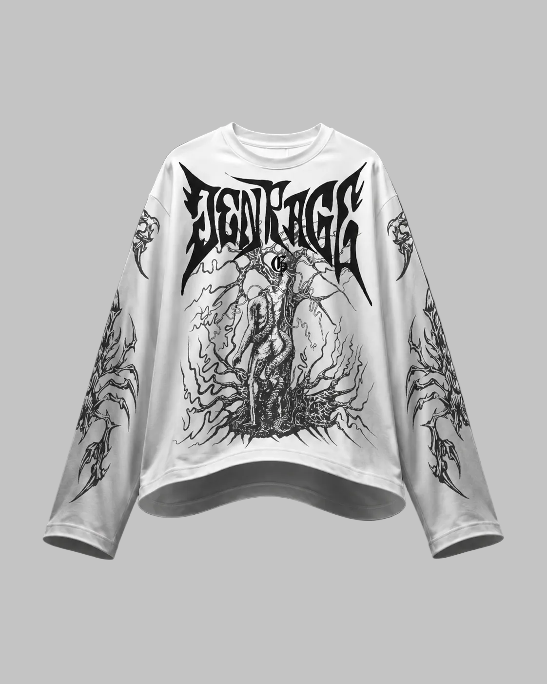 Skullsplit White Full Sleeves Oversized T-Shirt