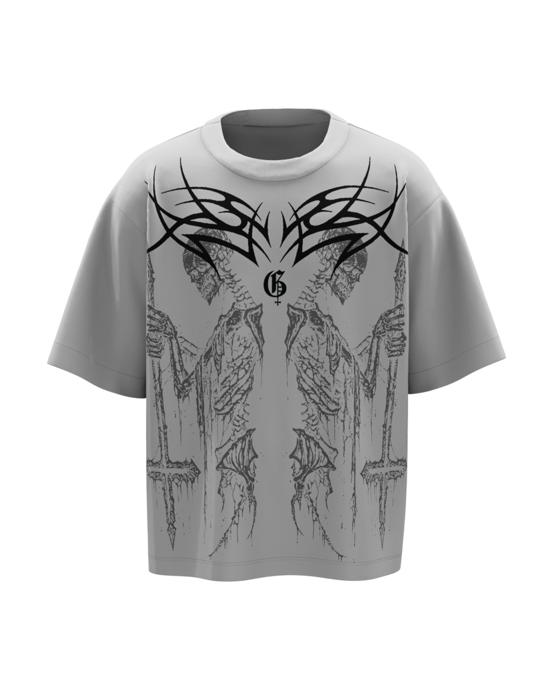 Cursed Unisex Crystal Grey Oversized Tshirt