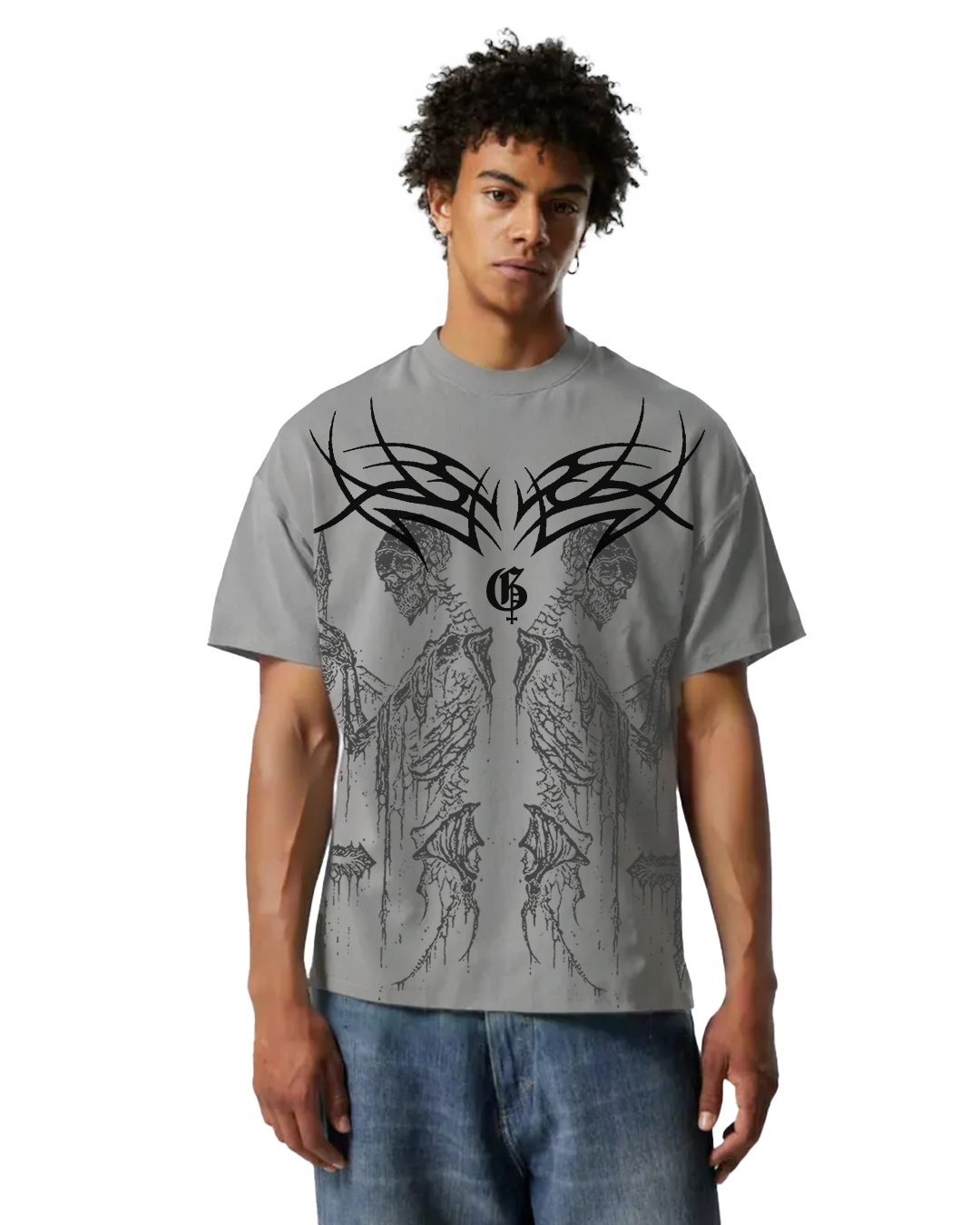 Cursed Unisex Crystal Grey Oversized Tshirt