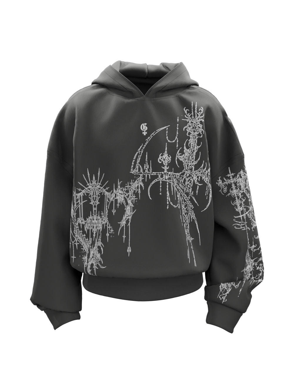 Distort Dark Grey Boxy Oversized Hoodie