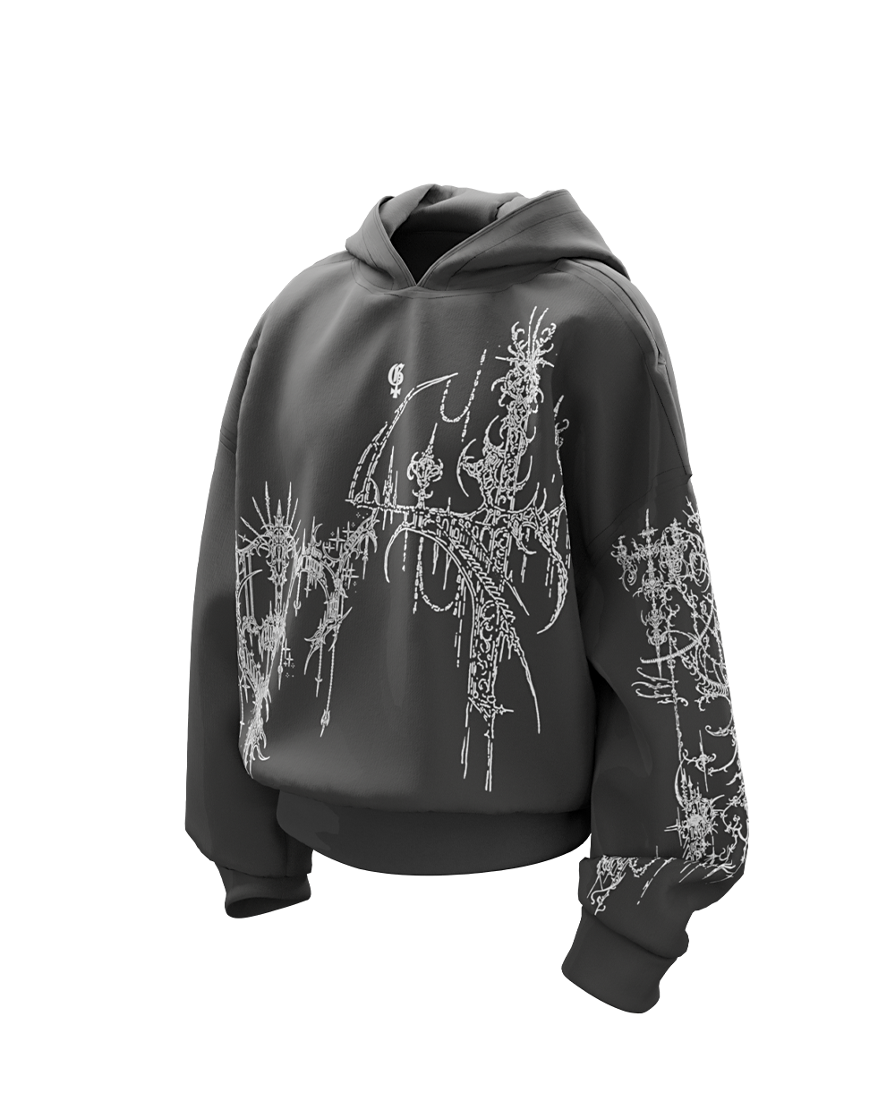 Distort Dark Grey Boxy Oversized Hoodie