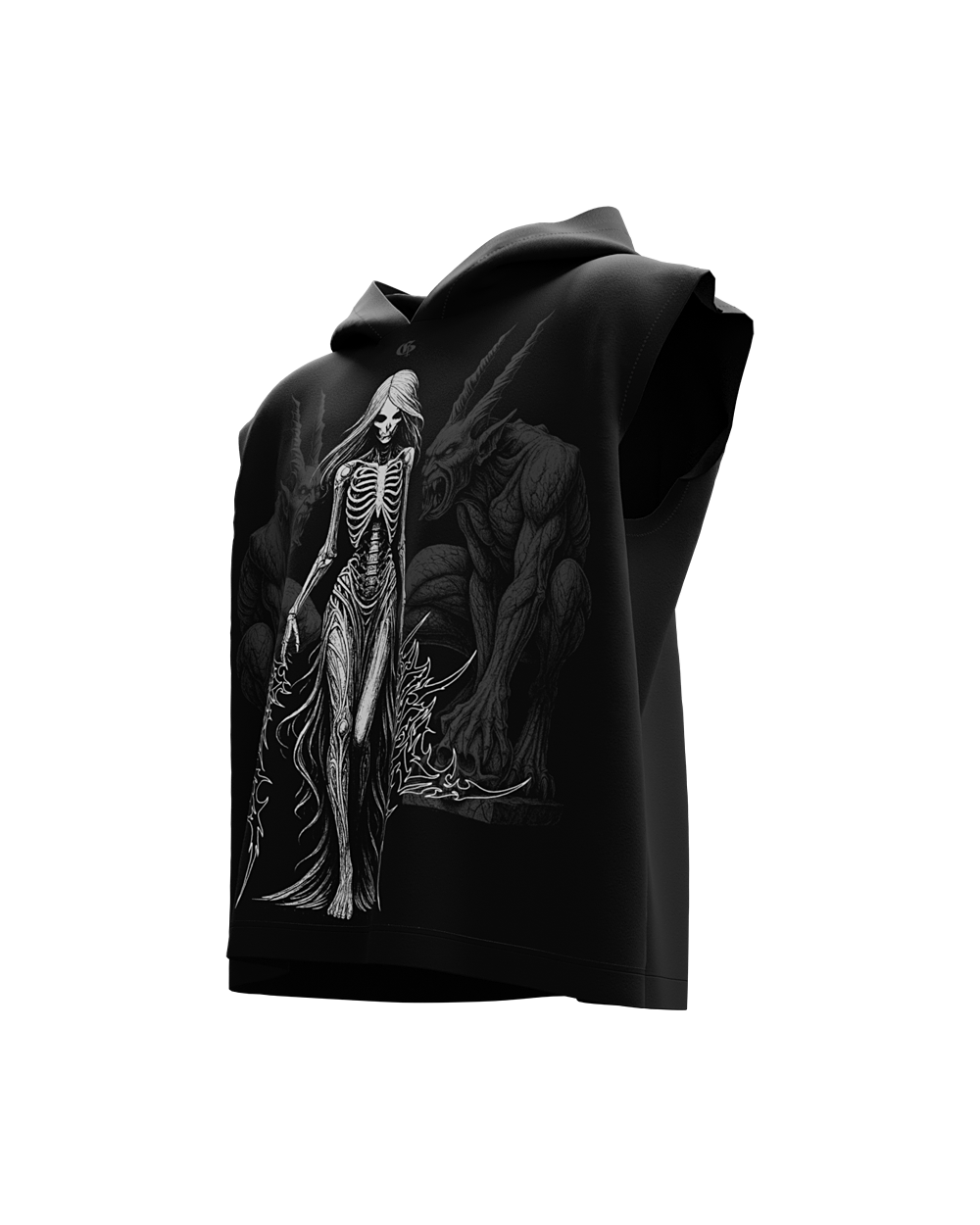 Empress Black Boxy Sleeveless Hoodie