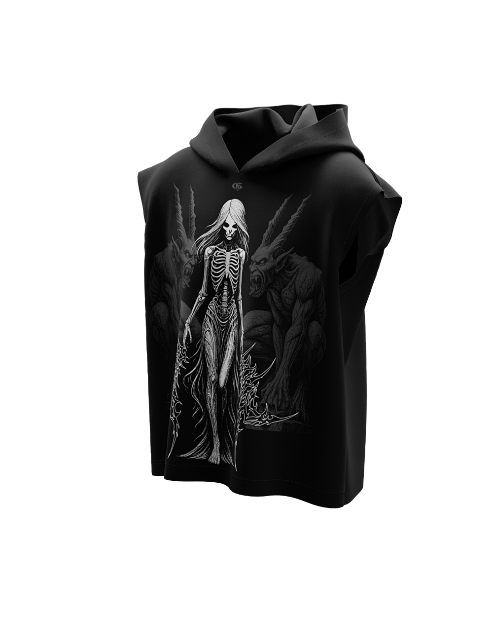 Empress Black Boxy Sleeveless Hoodie