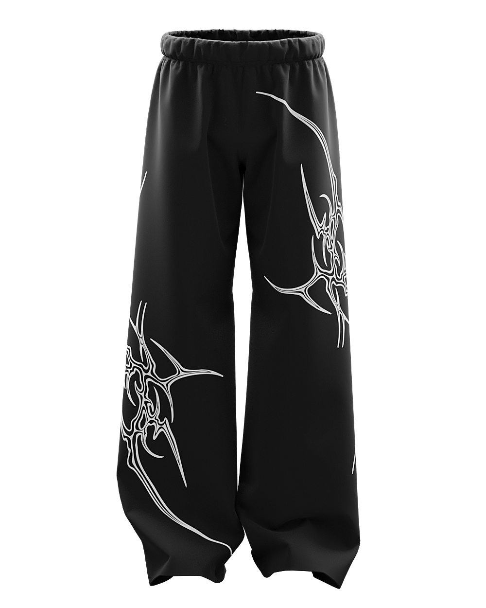 Carnation Black Unisex Straight Fit Baggy Pants