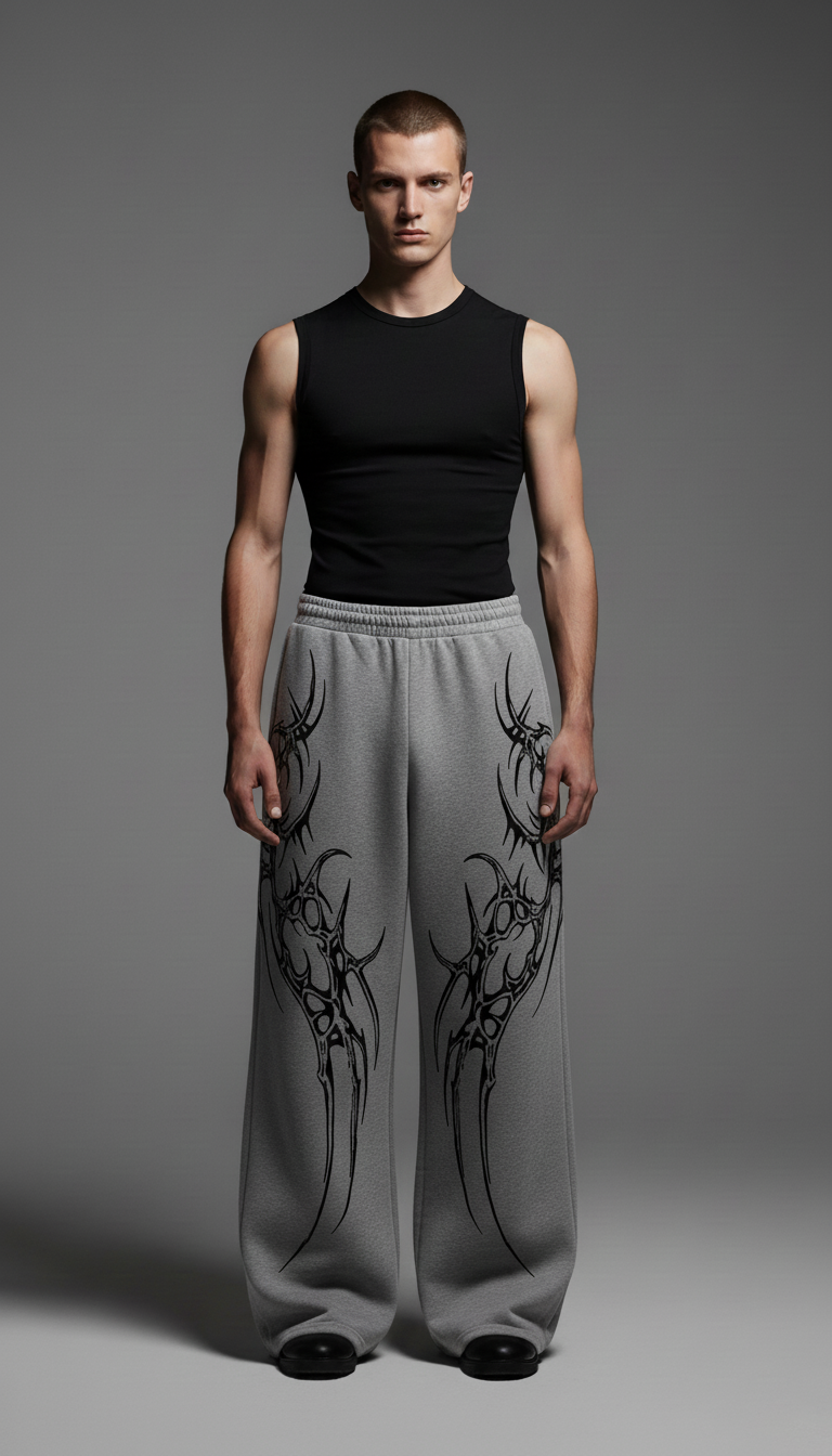 Grey Saiyan Unisex Straight Baggy Pants