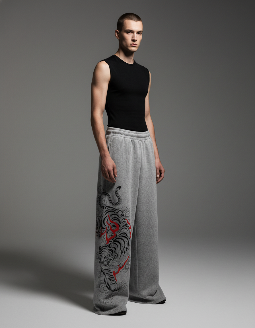 Grawl Grey Unisex Straight Fit Baggy Pants