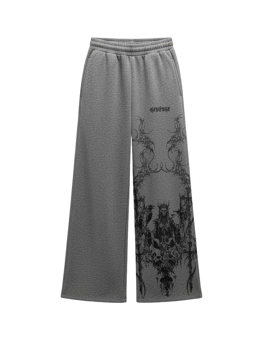 Grey Grim Unisex Straight Fit Baggy Pants