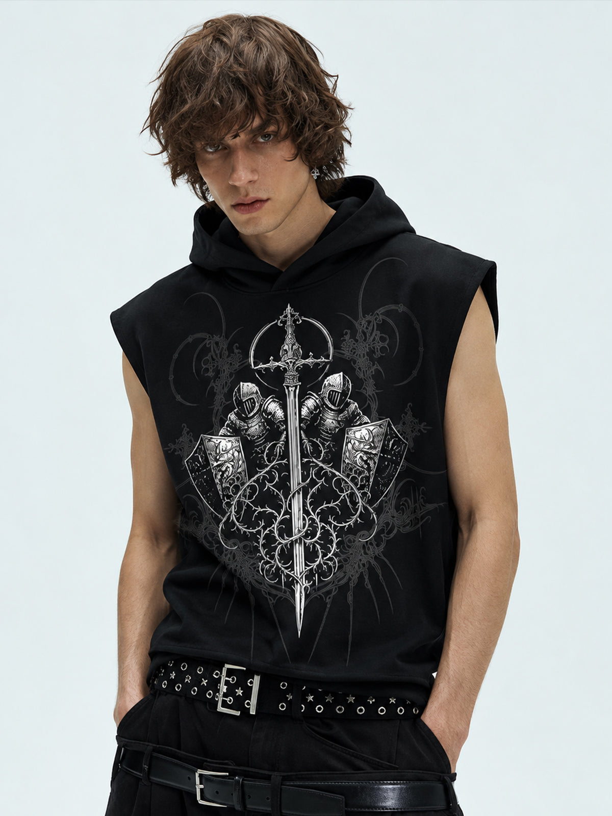 Rival Black Sleeveless Hoodie