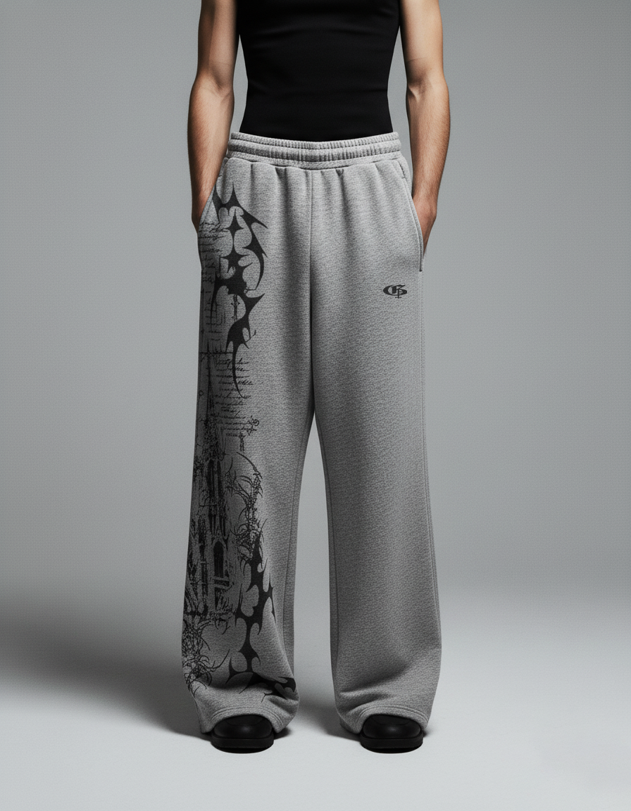 Scripture Grey Unisex Straight Fit Baggy Pants