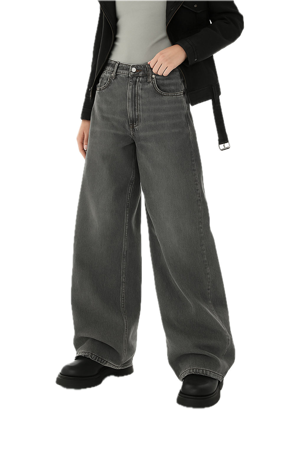 Smack Grey Washed Baggy Jeans