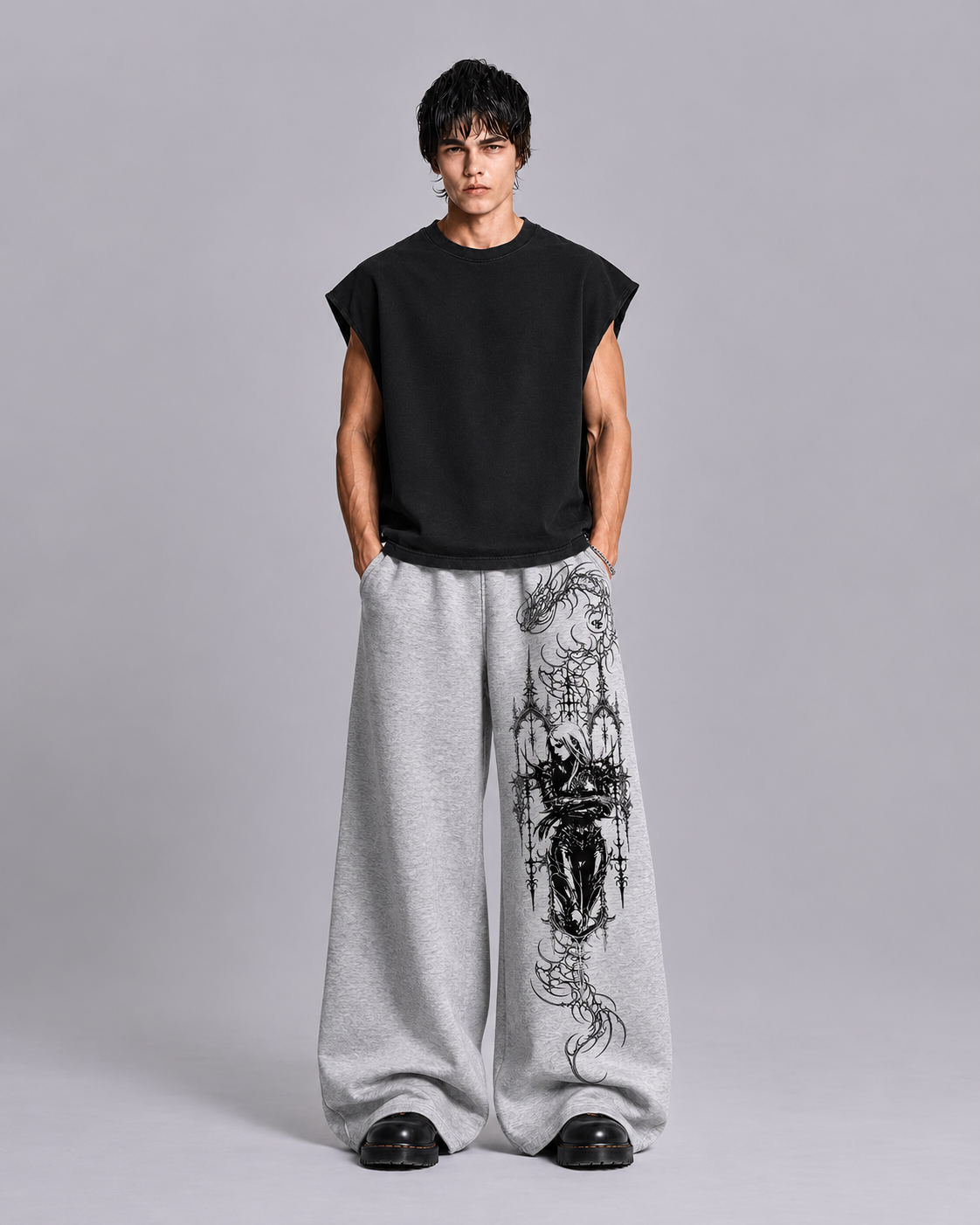 Valkyrie Melange Unisex Straight Fit Baggy Pants