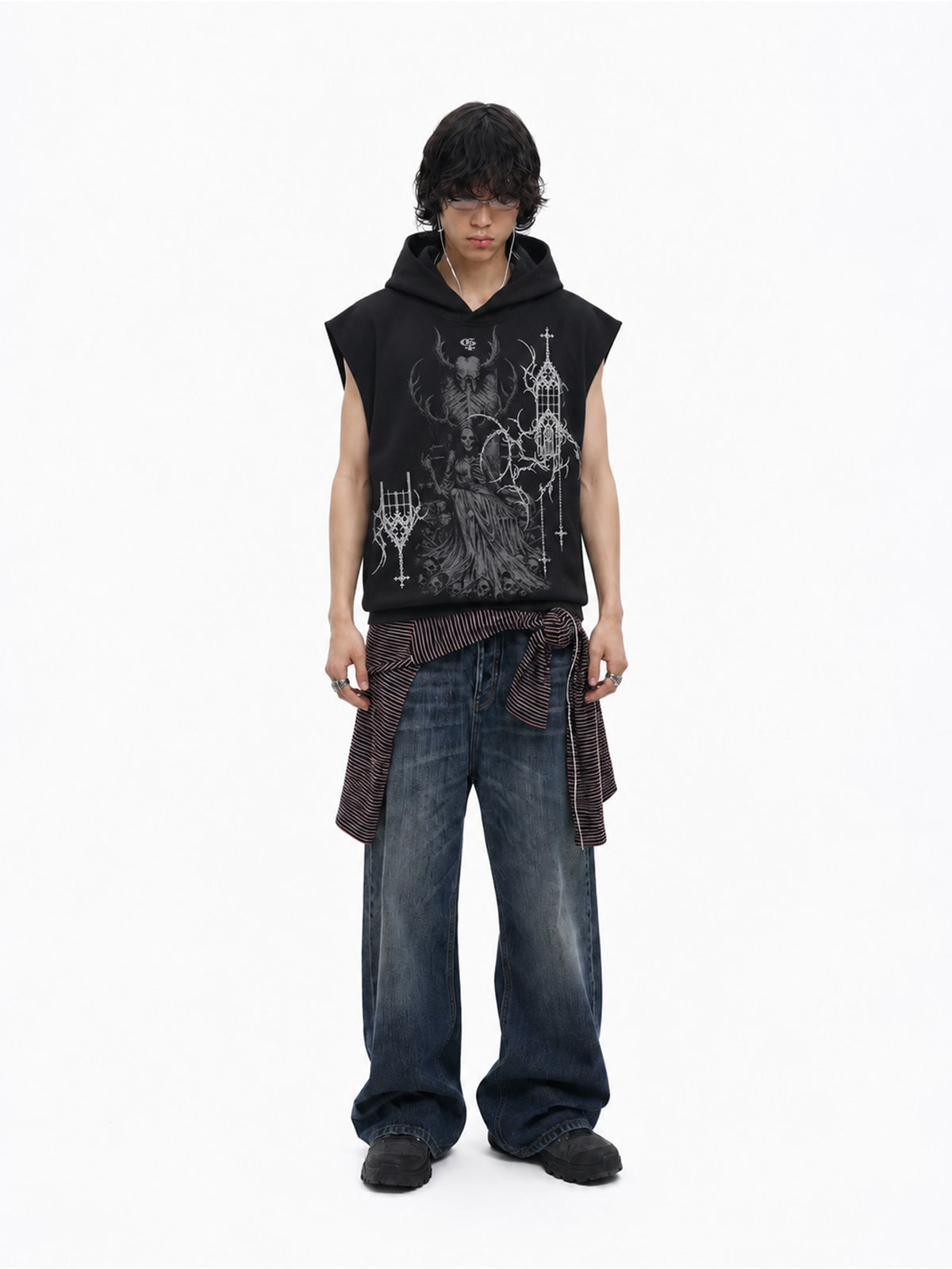 Widow Black Sleeveless Hoodie