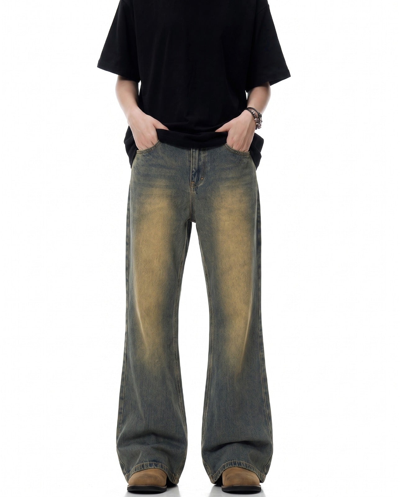 Erode Yellow Washed Bootcut Jeans