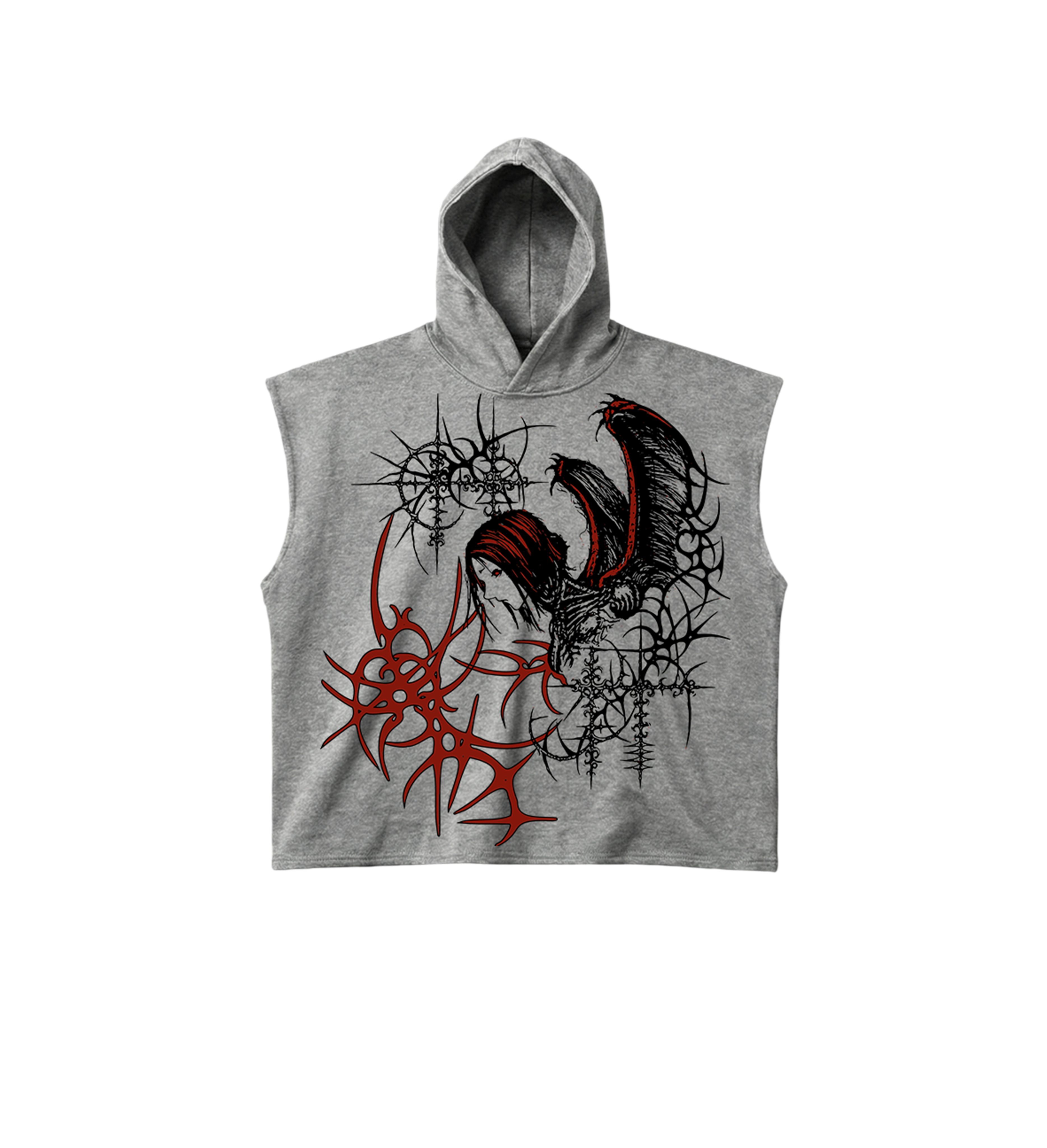 Wreck Grey Boxy Sleeveless Hoodie