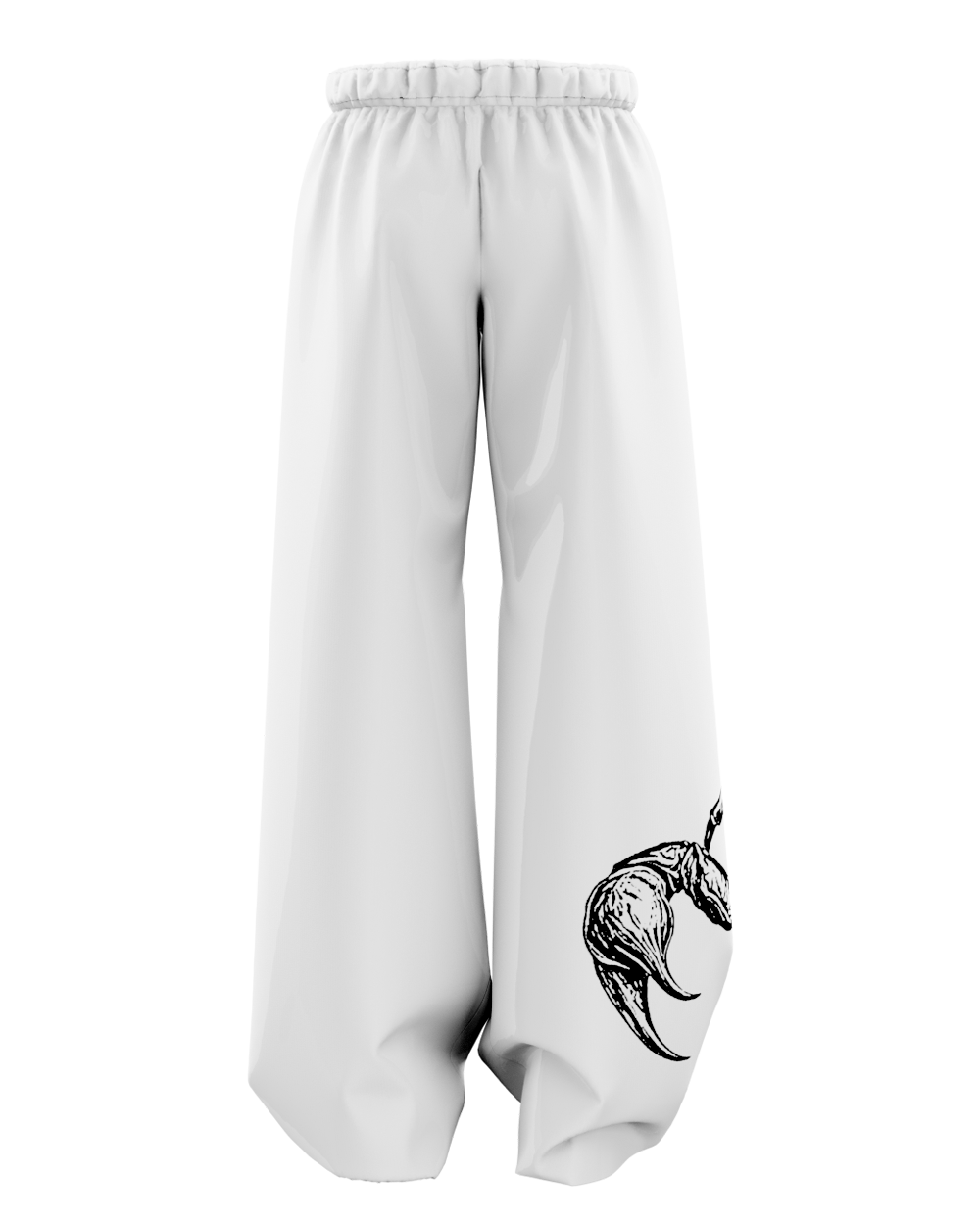 White Skullpion Unisex Straight Fit Baggy Pants