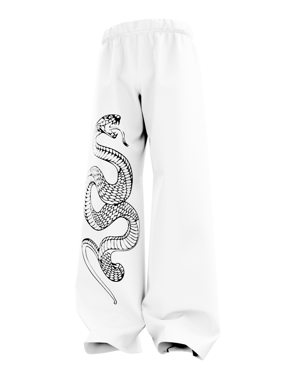 White Pythonic Unisex Straight Fit Baggy Pants