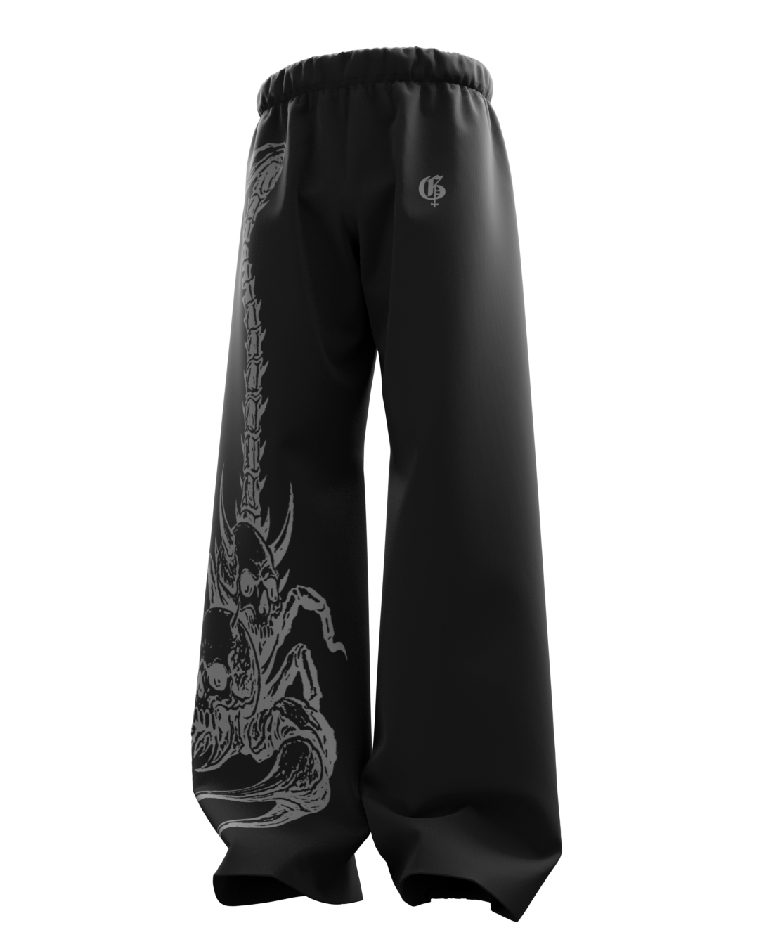 Skullpion Black Unisex Straight Fit Baggy Pants