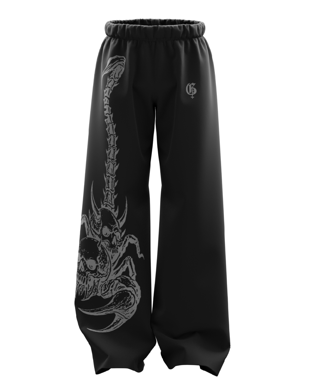Skullpion Black Unisex Straight Fit Baggy Pants