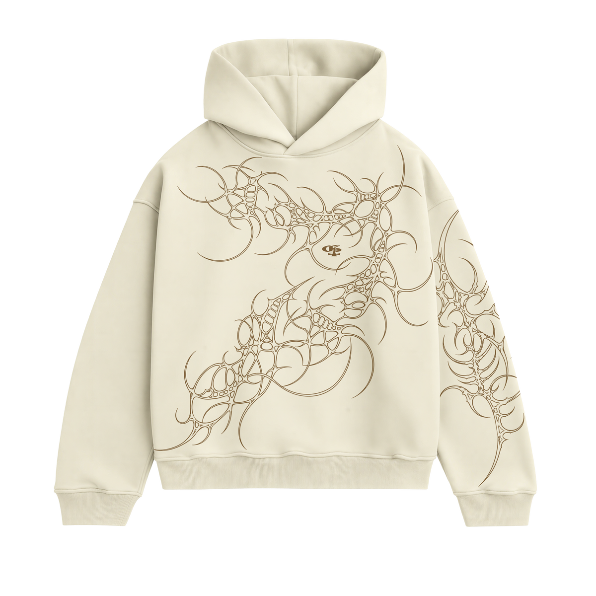 Mutant Beige Boxy Hoodie