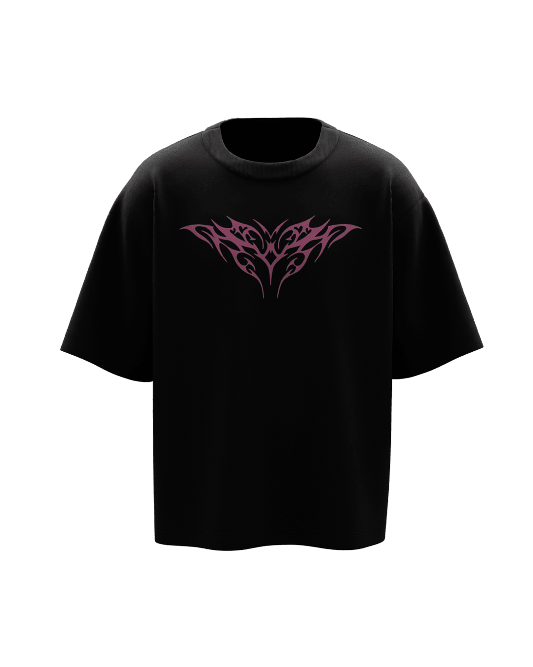 Grunge Magenta Unisex Black Oversized Tshirt