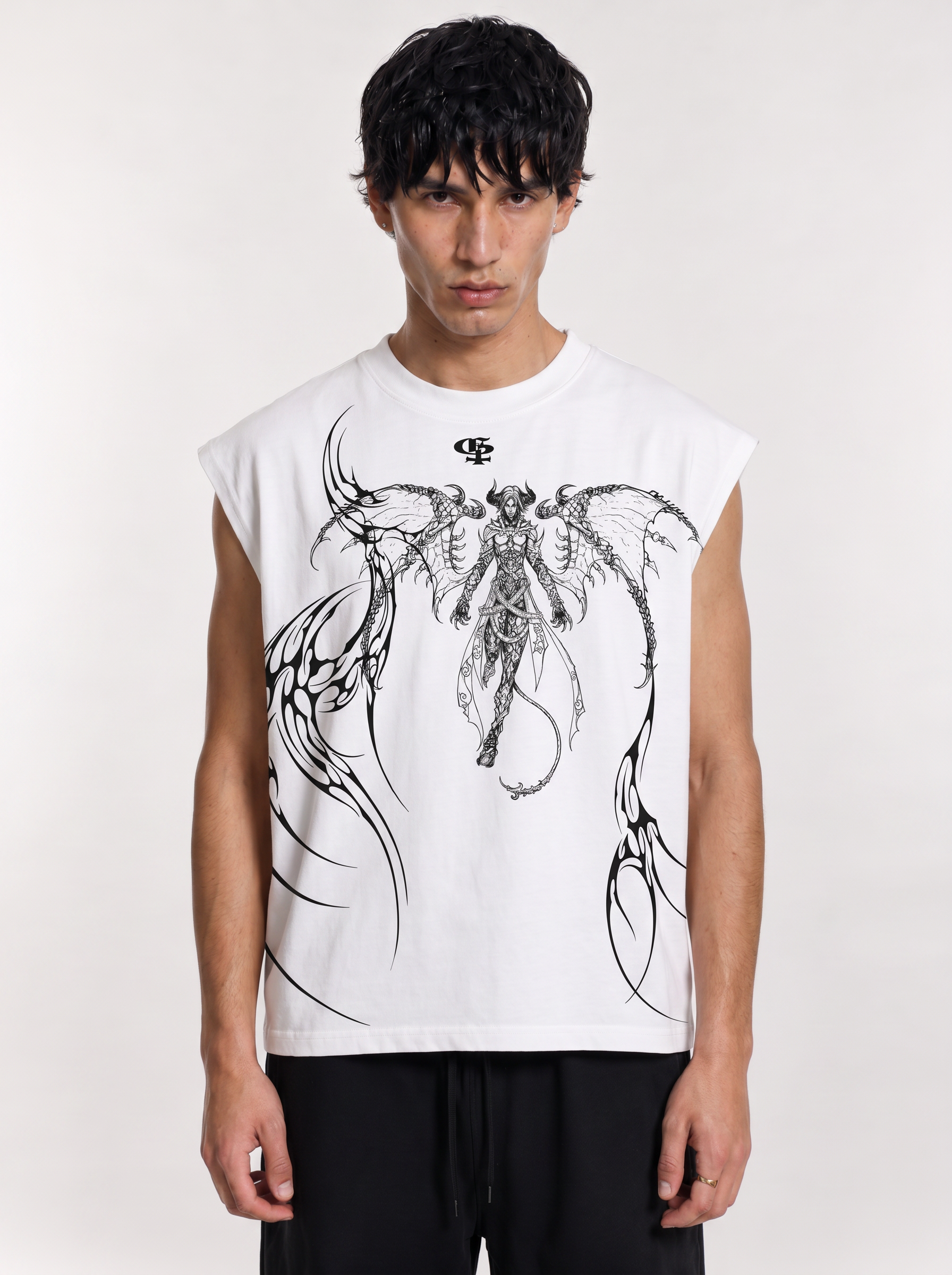Noctra Unisex White Boxy Vest