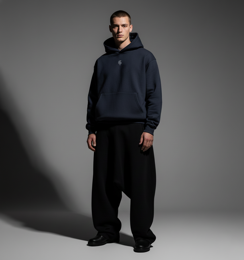 Navy Blue Boxy Oversized Hoodie