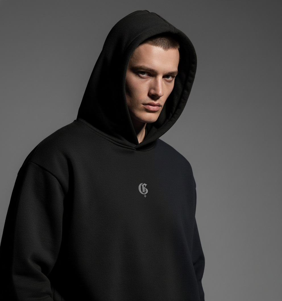 Basic Black Boxy Oversized Hoodie