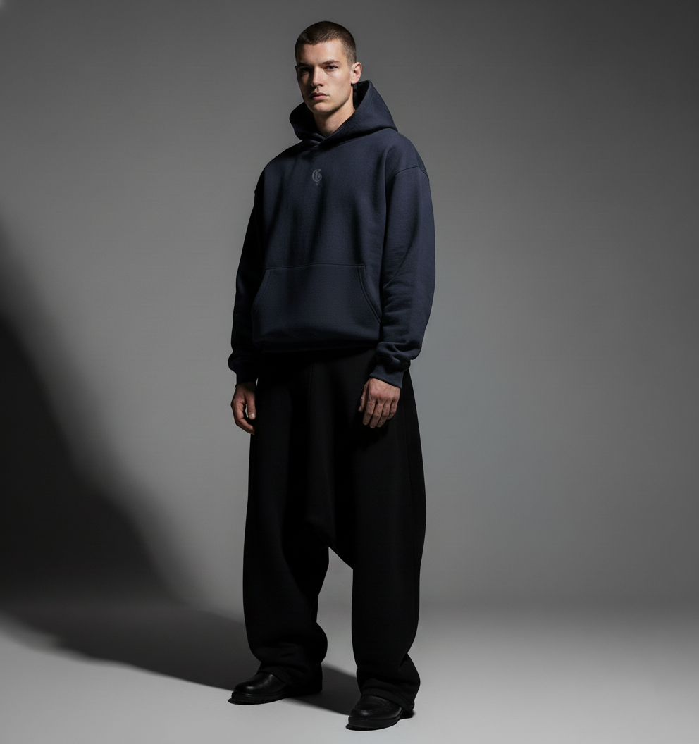 Navy Blue Boxy Oversized Hoodie