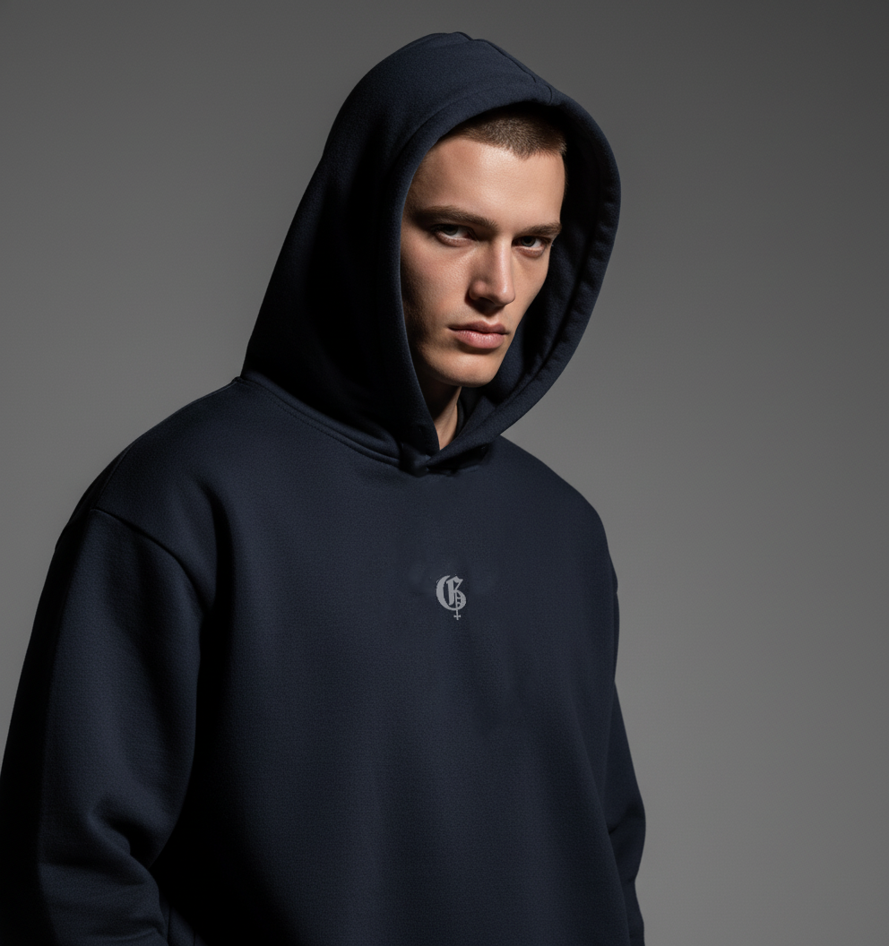 Navy Blue Boxy Oversized Hoodie