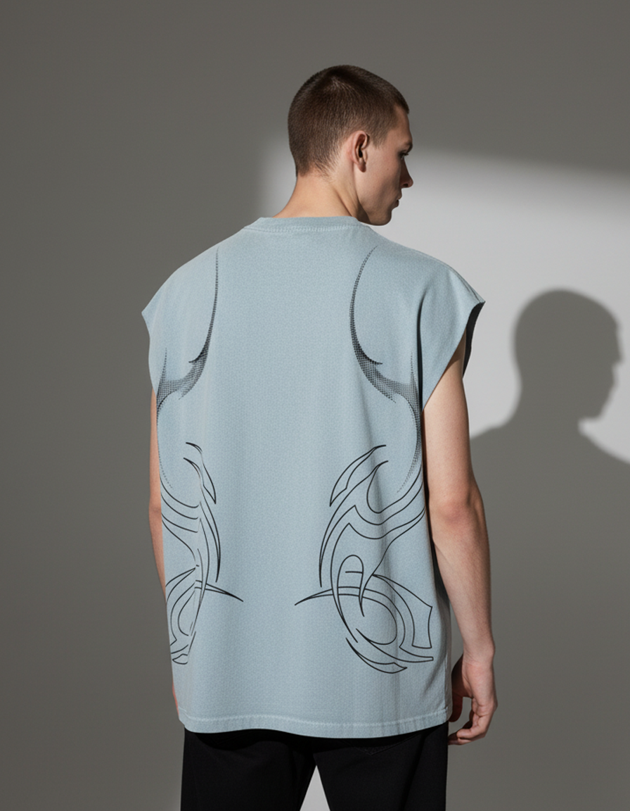 Hollow Sky Blue Boxy Unisex Vest