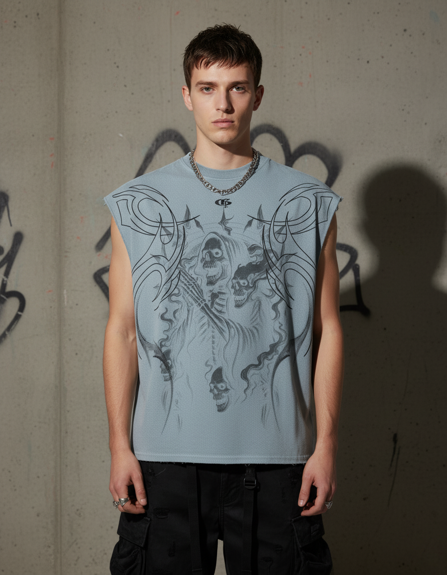 Hollow Sky Blue Boxy Unisex Vest