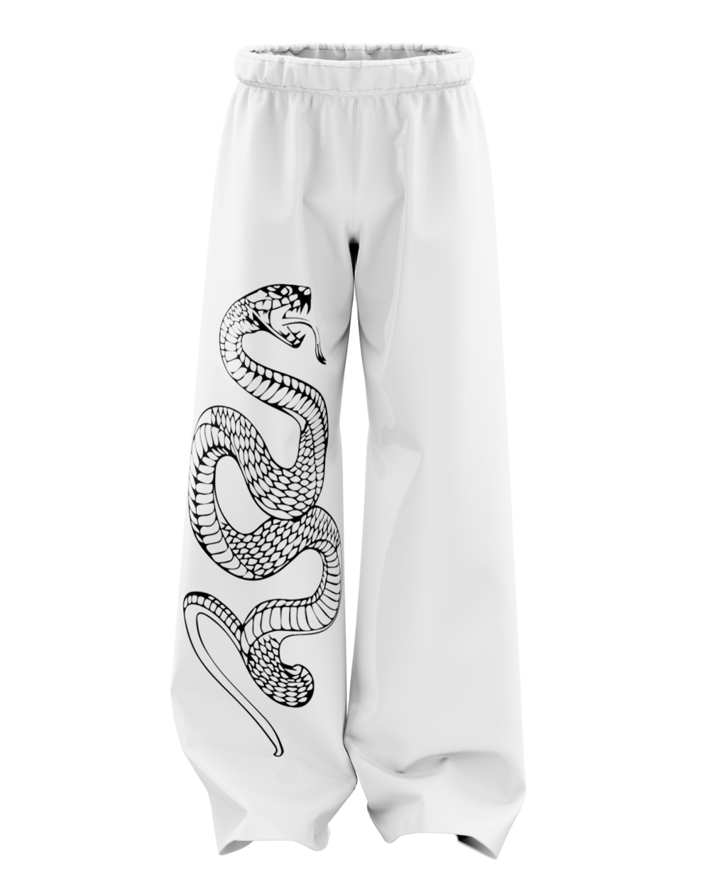 White Pythonic Unisex Straight Fit Baggy Pants