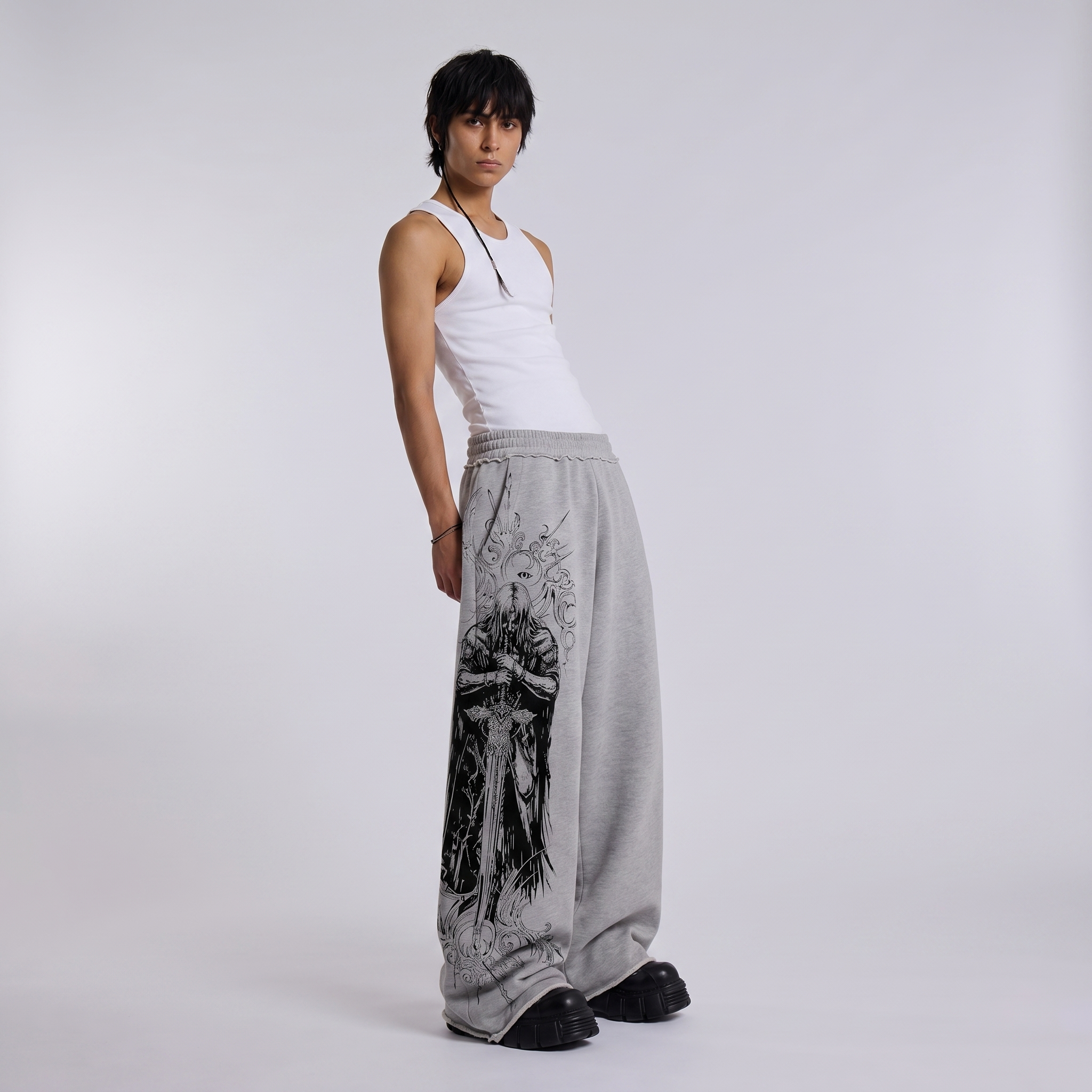 Stryk Grey Unisex Straight Fit Baggy Pants